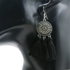 Bohemian Sunburst Fringe Tassel Earrings