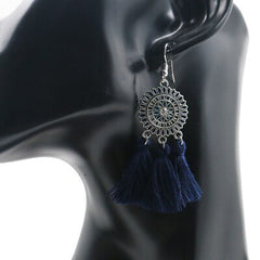 Bohemian Sunburst Fringe Tassel Earrings