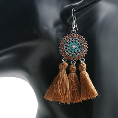 Bohemian Sunburst Fringe Tassel Earrings