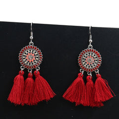 Bohemian Sunburst Fringe Tassel Earrings