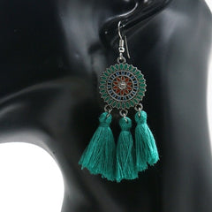 Bohemian Sunburst Fringe Tassel Earrings