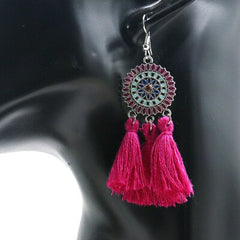 Bohemian Sunburst Fringe Tassel Earrings