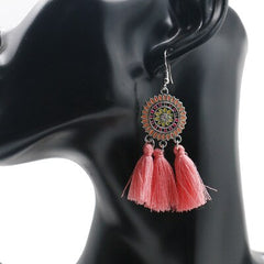 Bohemian Sunburst Fringe Tassel Earrings