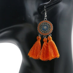 Bohemian Sunburst Fringe Tassel Earrings