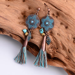 Teal and Bronze Sunburst Charm Post Earrings