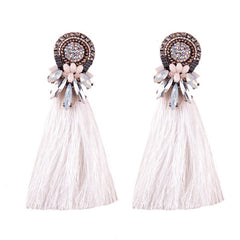 Crystal and Gem Burst Tassel Earrings