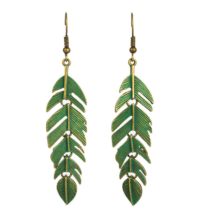 Acrylic Green Feather Drop Earrings ( Varied Styles )