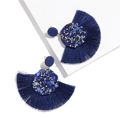 Rhinestone And Fringe Colorful Drop Post Earrings