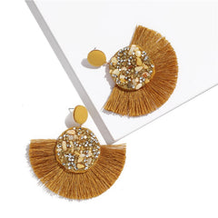 Rhinestone And Fringe Colorful Drop Post Earrings