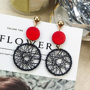 Round Hollow Mesh Dream Catcher Post Earrings