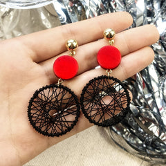 Round Hollow Mesh Dream Catcher Post Earrings