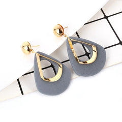 Wooden Hollow Tear Drop Post Earrings