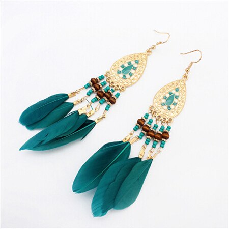 TearDrop Feather and Charm Earrings