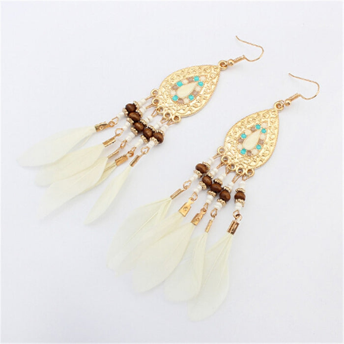TearDrop Feather and Charm Earrings