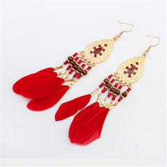 TearDrop Feather and Charm Earrings