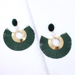 Half Cresent And Pom Pom Fringe Post Earrings