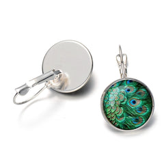 Bohemian Glass Peacock Round Post Earring