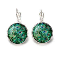 Bohemian Glass Peacock Round Post Earring