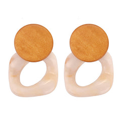 Acrylic And Round Wood Box Nickel Free Earrings