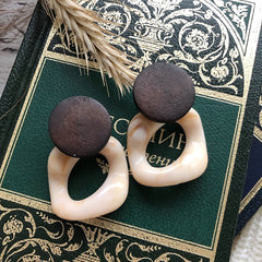 Acrylic And Round Wood Box Nickel Free Earrings