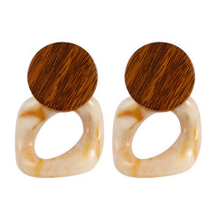 Acrylic And Round Wood Box Nickel Free Earrings