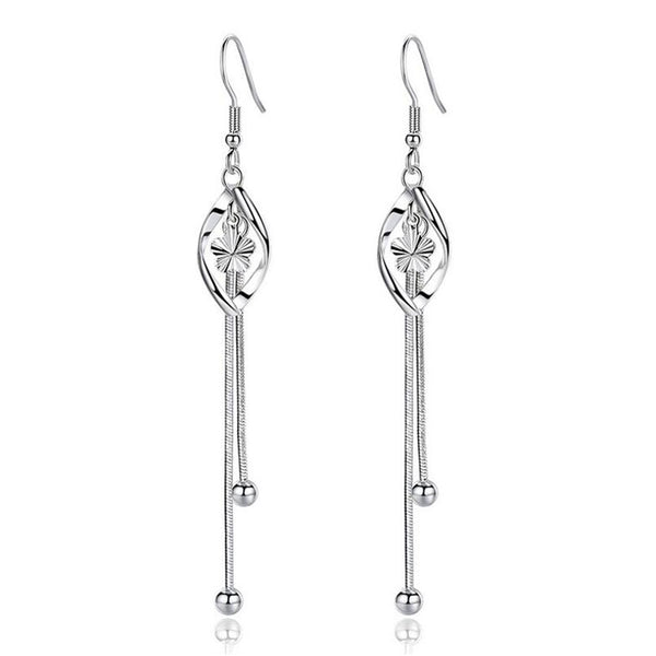 Sterling Silver Pearl Twister Tassel Earrings