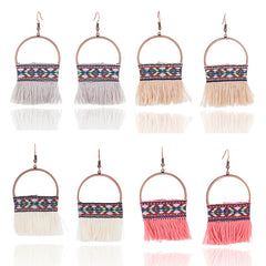 Native American Style Bead Paintbrush Fringe Earrings