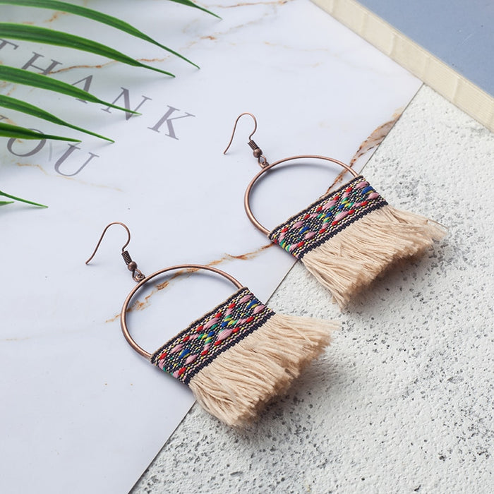 Native American Style Bead Paintbrush Fringe Earrings