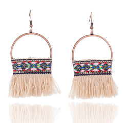 Native American Style Bead Paintbrush Fringe Earrings