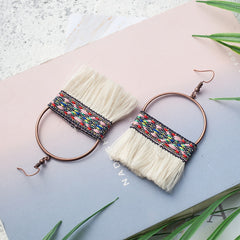 Native American Style Bead Paintbrush Fringe Earrings