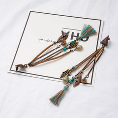 Bohemian Dangle And Fringe Feather Charm Earrings