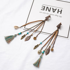 Bohemian Dangle And Fringe Feather Charm Earrings