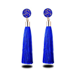 Long Tasseled Rounded Button Earring