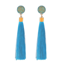 Long Tasseled Rounded Button Earring