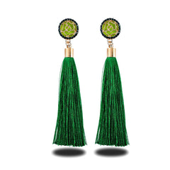 Long Tasseled Rounded Button Earring