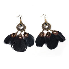 Black Feather Dream Catcher Drop Earrings ( Varied Styles )