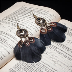 Black Feather Dream Catcher Drop Earrings ( Varied Styles )