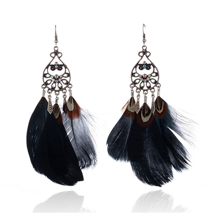 Black Feather Dream Catcher Drop Earrings ( Varied Styles )