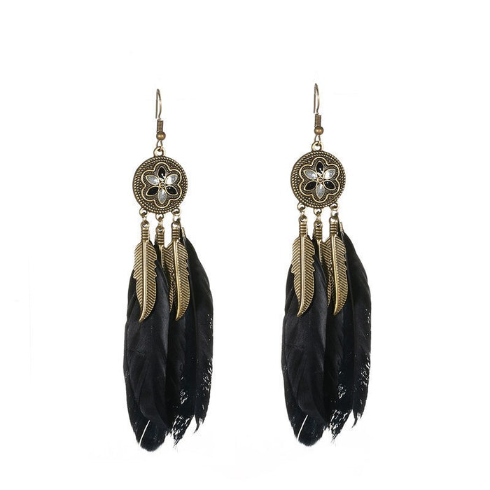 Black Feather Dream Catcher Drop Earrings ( Varied Styles )