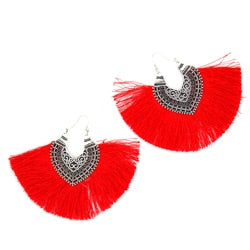 Large Fan Style Crescent Fringe Earrings