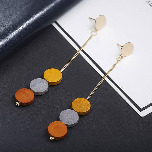 Pastel Candy Wooden Charm Pendant Earrings