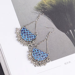 Clutch Shaped Fish Hook Boho Patterned Earrings