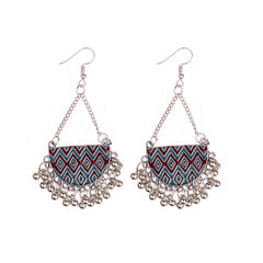 Clutch Shaped Fish Hook Boho Patterned Earrings