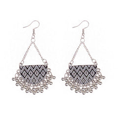 Clutch Shaped Fish Hook Boho Patterned Earrings