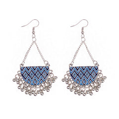 Clutch Shaped Fish Hook Boho Patterned Earrings