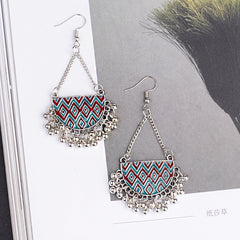 Clutch Shaped Fish Hook Boho Patterned Earrings