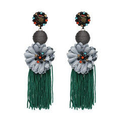 Flower Dangle and Tassel Fringe Earrings