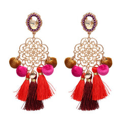 Super Fringe and Mini Pom Pom Drop Earrings