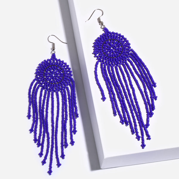 Beaded Tassel Drop Earrings