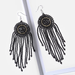 Beaded Tassel Drop Earrings